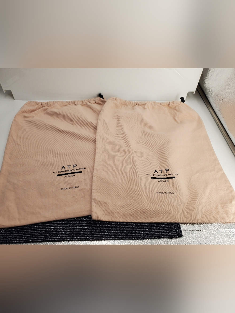 Set of 2 ATP Atelier All Tomorrow’s Parties Dust Bags Light Tan 13" x 16" H